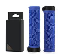 Poignées de guidon de vélo en caoutchouc TPR pour guidon de 22,2 mm offrant une traction et un confort constants lors de longs trajets en montagne et en terrain urbain (bleu)