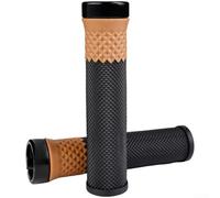 Poignées de guidon de vélo en silicone avec anneaux de verrouillage en aluminium, design ergonomique résistant aux chocs antidérapants pour VTT et vélo de route, ajustement de barre de 22,2 mm (kaki