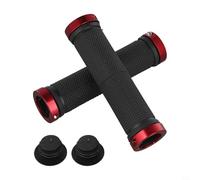 Poignées de guidon de vélo verrouillables avec extrémités en aluminium pour VTT et vélo électrique, texture en caoutchouc antidérapant, ajustement de 22 mm, option de couleur rouge (rouge)