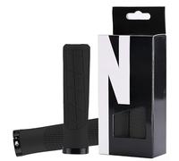 Poignées de guidon de VTT avec serrure en aluminium unilatérale, couche antidérapante TPR et technologie de réduction des vibrations intégrée (noir)