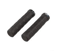 Poignées de guidon de VTT avec verrouillage en caoutchouc et anneau de rétention en alliage d'aluminium pour un ajustement de 22,2 mm (noir)