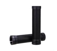 Poignées de guidon de VTT de 22 mm de diamètre avec anneaux de verrouillage en caoutchouc antidérapants et sécurisés en aluminium (noir)