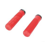 Poignées de guidon de VTT ergonomiques antidérapantes en caoutchouc absorbant les chocs pour guidon de vélo tout-terrain 135 mm haute densité (rouge)