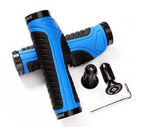 Poignées de guidon ergonomiques avec double verrouillage pour VTT | Caoutchouc TPR, anneaux aluminium, diamètre 22,2 mm, longueur 132 mm, antidérapantes, amortissantes, embouts, BMX, scooter