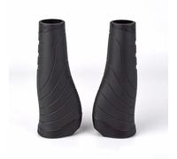 Poignées de guidon pour vélo de route et VTT - Caoutchouc avec anneaux de verrouillage en alliage d'aluminium, design ergonomique long/court, 22,2 mm de diamètre, gris ou noir (1 paire) (noir long)