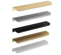 Poignées de meuble dissimulées avec profil à bord rond pour porte d'armoire, poignées de placard encastrées, quincaillerie moderne et minimaliste en noir, or brossé, gris, blanc bronze (noir, 80 mm)