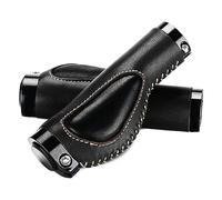 Poignées de moto antichoc antidérapantes en cuir for VTT, poignées anti-chocs, guidon vélo(Black)