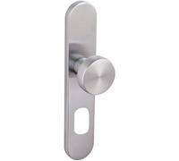 Vachette - Ensemnle de Poignée de Porte Inox Linox - Tirage et Béquille Cintrée Type 494 - Plaques pour Porte Palière en Inox - Design Moderne - Finition Argentée