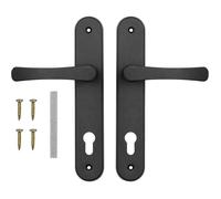 ADGO Ensemble de Poignées de Poignée de Porte pour Une Incrustation de Gâteau éponge de 90 mm, Poignée en Aluminium, Rosace en Acier Enduit de Poudre Galvanisé, Gauche et Droite, Noir