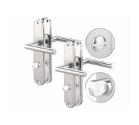 Poignées de porte - AGT - Modèle avec verrou - Acier inoxydable - Plaques longues - Design moderne