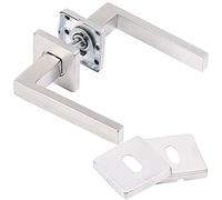 : Garniture de porte en inox, 2 poignées sur rosaces carrées