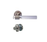 Poignées de Porte "JOY" INCOLORES Plexiglass Cristallines Pieds Inox 304 Satin - +1 Paire de rosaces condamnation