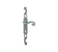 Poignées de porte sur plaque - fer patiné cementé - clé L - Aquitaine BOUVET