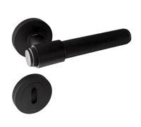 Poignées de porte sur rosace ronde noir mat industriel Modèle Ema Trou de clé L