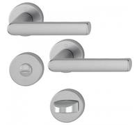 Poignées de porte sur rosaces Hambourg - finition inox - condamnation HOPPE