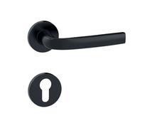 Poignées de porte sur rosaces rondes Logio finition noir mat Onyx - clé I VACHETTE