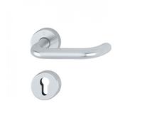 Poignées de porte sur rosaces rondes Paris - aluminium finition argent - clé I HOPPE