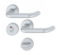 Poignées de porte sur rosaces rondes Paris - aluminium finition argent - condamnation HOPPE