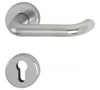 Poignées de porte sur rosaces rondes Paris - aluminium finition inox - clé I HOPPE