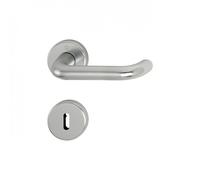 Poignées de porte sur rosaces rondes Paris - aluminium finition inox - clé L HOPPE