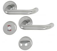 Poignées de porte sur rosaces rondes Paris - aluminium finition inox - condamnation HOPPE