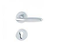 Poignées de porte sur rosaces rondes Verona -aluminium finition argent - clé I HOPPE