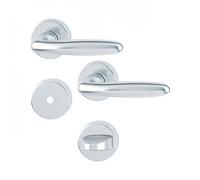 Poignées de porte sur rosaces rondes Verona -aluminium finition argent - condamnation HOPPE