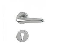 Poignées de porte sur rosaces rondes Verona - aluminium finition inox - clé I HOPPE