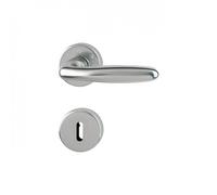 Poignées de porte sur rosaces rondes Verona - aluminium finition inox - clé L HOPPE