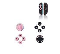 Poignées de pouce pour Nintendo Switch 2, capuchons de joystick pour Switch2, coque de joystick analogique pour manette Joycon NS2 avec autocollant pour bouton, rose cool et noir