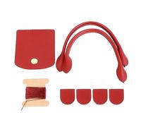 Poignées de sangle de sac à main en cuir véritable poignée de sac à main élégante bricolage sac à main à la mode faisant des fournitures avec couvercle rabattable bouchon de (Rouge)