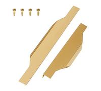Poignées de tirage invisibles en aluminium,poignée de porte de cuisine à la maison 2pcs,poignées de tirage de bord de doigt,pour table de chevet,poignée de garde-robe,avec vis,BrushedGold-200mm/7.9in