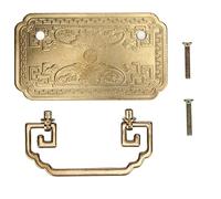 Poignées de tiroir de style rétro chinois antique, poignées d'armoire à poignée de chauve-souris tétragonale, poignée en cuivre pur vintage avec 2 vis pour portes d'armoire, (Couleur Laiton)