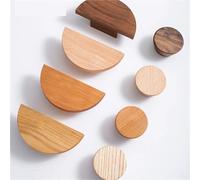 Poignées de tiroir en noyer naturel, frêne, hêtre, for armoires de cuisine, quincaillerie de meubles simple, 1 pièce(W-0289-ash-30mm)