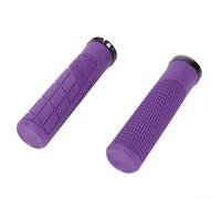 Poignées de vélo de montagne verrouillables en caoutchouc antidérapant pour VTT, cyclisme tout-terrain, absorption des chocs, support de paume ergonomique, 135 mm, rouge (violet)
