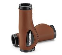 Poignées de vélo ergonomiques en cuir marron