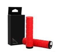 Poignées de vélo VTT avec système de verrouillage sécurisé, couche extérieure en caoutchouc et anneau de retenue en alliage d'aluminium pour guidon de 22,2 mm (rouge)