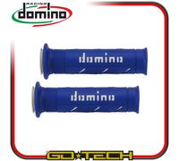 Poignées Domino A250 Moto Scooter Route Bleue Blanche Sur Route Racing Perforées