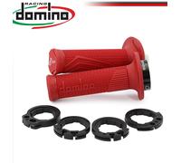 Poignées Domino D100 Lock On Moto Cross Enduro 4T Rouges Off Road Racing D-Lock