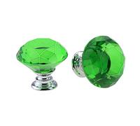 Poignées en cristal en forme de diamant, Boutons de porte en cristal multicolores 5 pièces(Green)