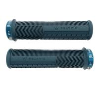 Peaty's Monarch Pro Grips Vélo - Grips Texture Champignon pour Confort sur Les Sentiers, Design Dual Compound avec Noyau Amortisseur, BMX, Ebike & VTT Grip de Guidon - Épais 32-34mm, Bleu Orage