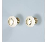 Poignées Meuble,Bouton Ceramique Meuble Poignées Porte Placard Poignées Tiroir Blanc Or Poignées Cuisine Pour Cuisine Placard Tiroir Meuble 2Pcs (einzelnes Loch)