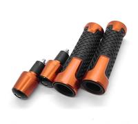 Poignées Moto Poignées de Guidon en Caoutchouc et Gel CNC pour Moto, 22 mm/0,84 po et 24 mm/0,9 po, compatibles avec Tous Les modèles de Motos D'accélérateur de Moto(Orange)