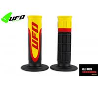 Poignées Moto UFO Axiom À 3 Densités Jaune/Rouge 22mm Cross Enduro MX