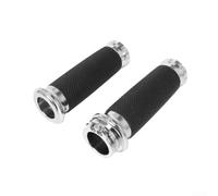 Poignées pour moto 1" Caoutchouc Confortable CNC Poignées pour(silver)