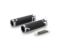 Puig 22271P Poignées avec insert en aluminium anodisé et caoutchouc antidérapant améliorant l’adhérence, le contrôle et le confort de conduite, Argent