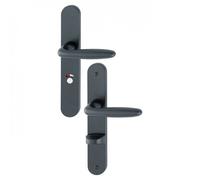 Poignées sur plaques - 195 mm - aluminium noir - Verona - condamnation avec voyant HOPPE