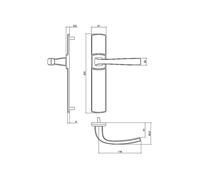 Ensemble de porte sur plaque Muze BEZAULT - Entraxe 195mm - Chrome velours - Bec de cane 4075/6391 - 086441