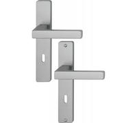 Poignées sur plaques clé I - 58 à 67 mm - alu aspect inox - Toulon HOPPE