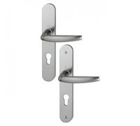 Poignées sur plaques clé I - entraxe 92 mm - aspect inox - Atlanta HOPPE